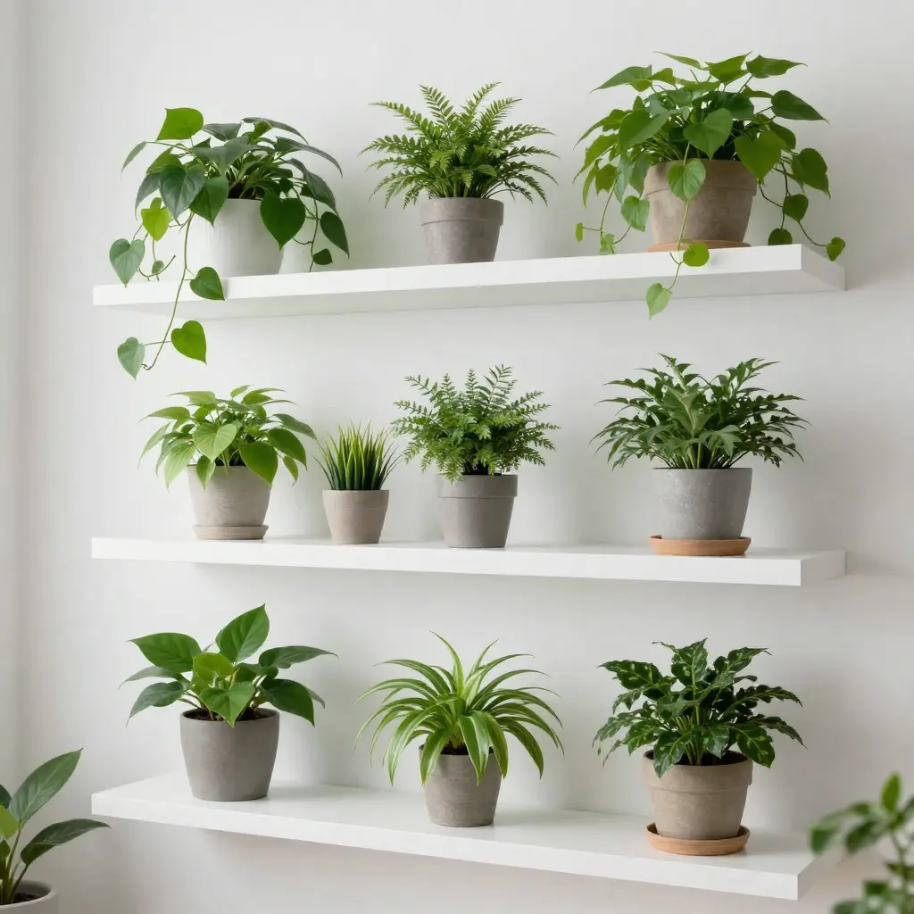 Beautiful indoor plants in modern home setting